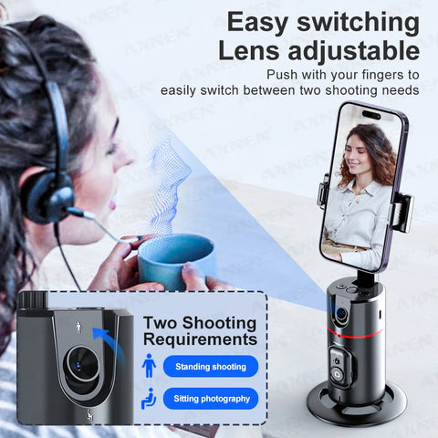 360 Rotation Gimbal Stabilizer | Follow-up Selfie Desktop Face Tracking Gimbal for Tiktok Smartphone Live,with Remote Shutter