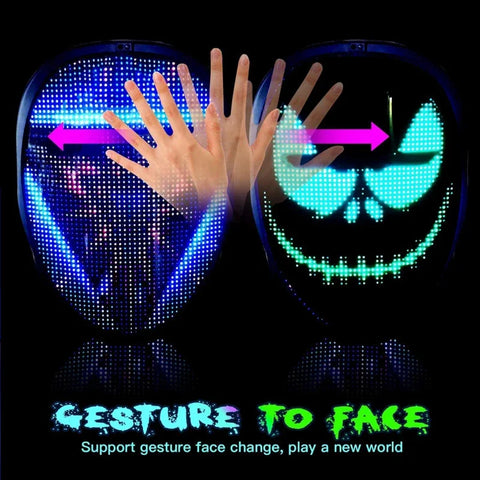 Halloween LED Display Programmable Mask| LED Bluetooth RGB Light Up Party DIY Photo Editing Animated Text Prank Concert Mask