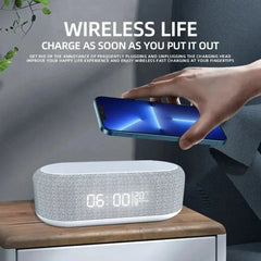15W Wireless Charging Alarm Clock with LED Night Light, Temperature Display & Fast Charging Stand