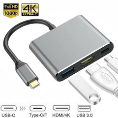 3-Port USB-C Hub USB 3.0 High-Speed Data Expansion Adapter