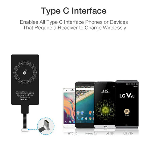 Wireless Charging Receiver |  For iPhone 6 7 Plus 5s Micro USB Type C Universal Fast Wireless Charger For Samsung Huawei Xiaomi