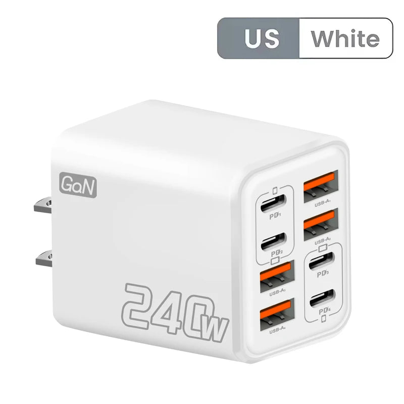 150W 6-Port USB Fast Charger Wall Adapter | Multi Device Charging Station
