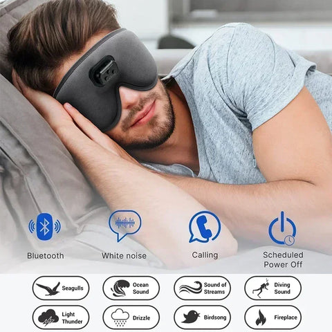Sleep Headphones White Noise Cancelling HD | 3D Bluetooth 5.2 Silk Sleeping Eye Mask Auto Shut Off 100% Blackout Sleep Eye Covers
