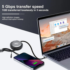 120W Retractable 4-in-1 Fast Charging Cable | USB-C & Lightning Multi Charger Cord