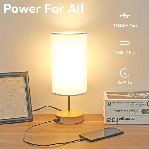 3 Lighting Modes Touch LED Table Lamp with USB Ports | Bedside Lamp with Flaxen Fabric Shade  for Bedroom Office Living Room