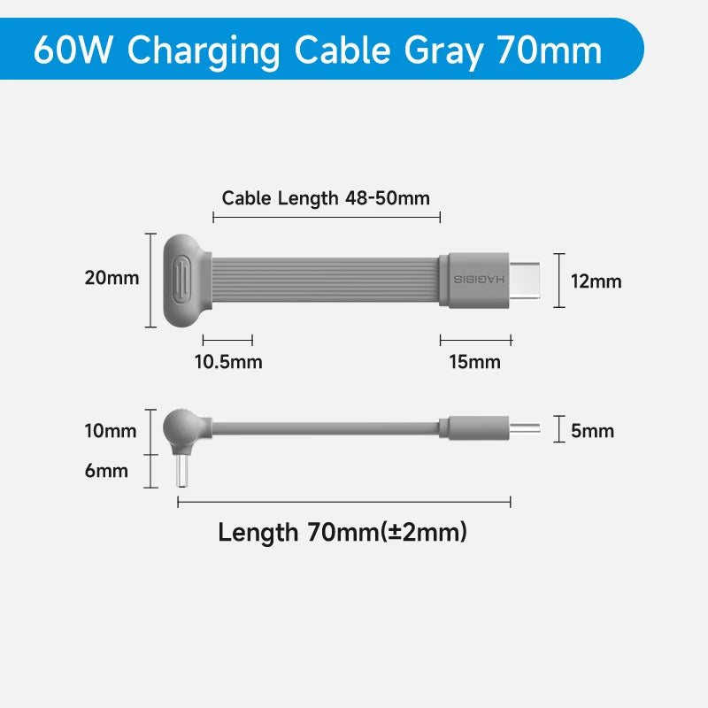 USB-C Right Angle 90° Fast Charging Cable PD 60W 3A Short USB Type-C Data & Charging Cable for iPhone 17, 16 & 15