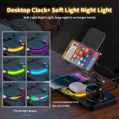 4-in-1 Foldable 15W Magnetic Wireless Charging Station for iPhone, Smartwatch & Earbuds