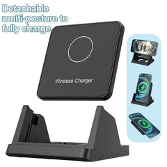 15W Removable Wireless Charger Stand for iPhone, Samsung & Qi Phones – Vertical & Horizontal Fast Charging Dock