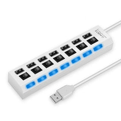 USB 2.0 High-Speed 4-Port / 7-Port Hub with Individual Switches Data Splitter