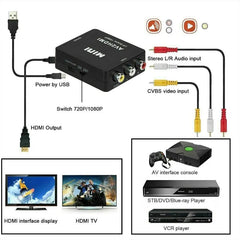 AV to HDMI Converter RCA Composite CVBS to HDMI 1080P Adapter with USB Power Cable