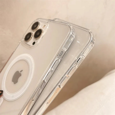 Original Clear Magsafe Magnetic Wireless Charging Animation Case | For iPhone 15 14 13 12 11 Plus Mini Pro Max X XS XR 7 8 Cover