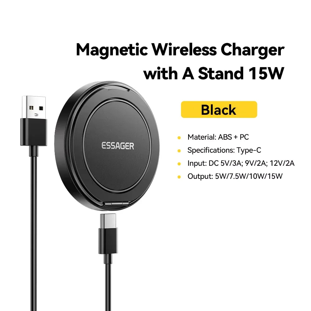 15W Magnetic Wireless Charger Stand for iPhone, Samsung &amp; Qi Devices