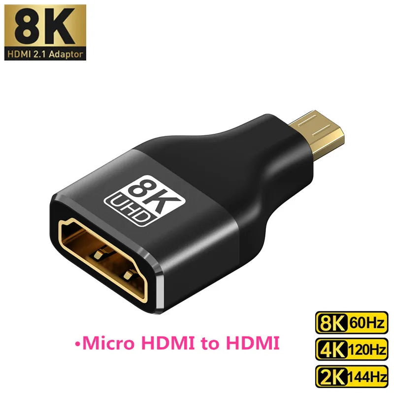 HDMI 2.1 Right Angle Adapter 90°/270° | 8K 60Hz 48Gbps Male to Female HDMI Connector