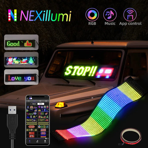 LED Matrix Pixel Panel | USB 5V Flexible Addressable RGB Pattern Graffiti Scrolling Text Animation Display Car Shop,Bluetooth APP
