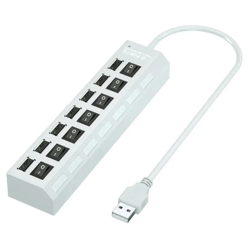 4/7 Port USB 2.0 High-Speed Hub with Individual Switches for PC, Laptop & Mac