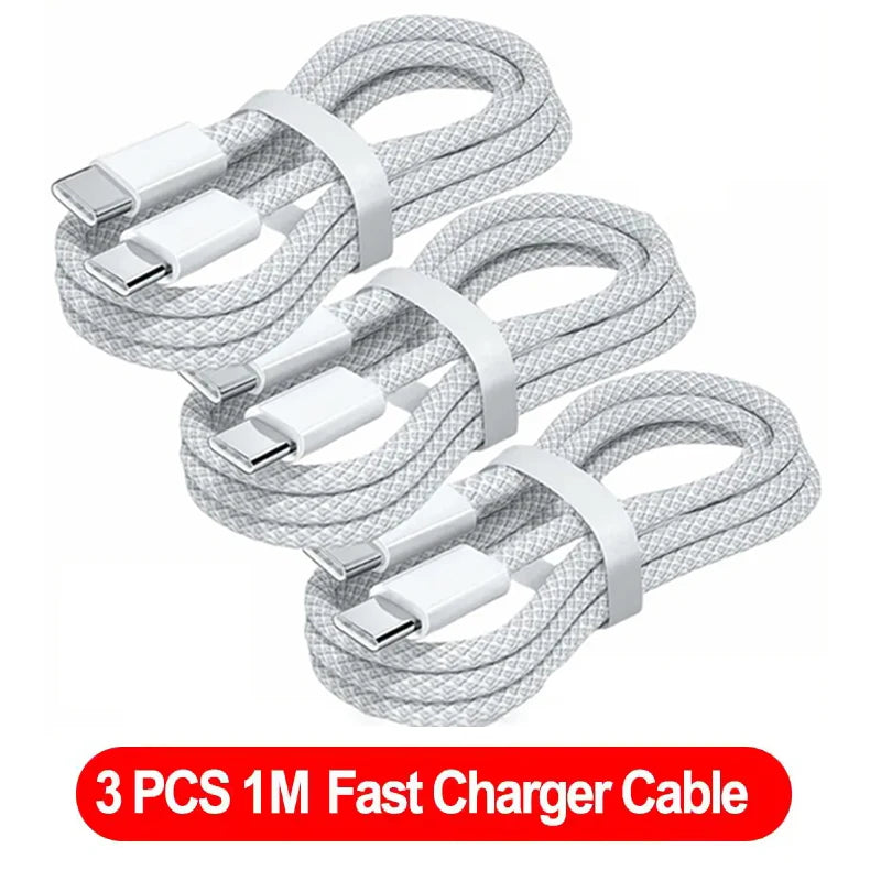 3 Pack USB-C to USB-C 100W Fast Charging Cable 6A PD Charging & Data Cable