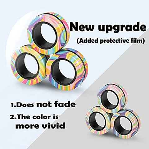 Magnetic Rings Fidget Toy Set Adult Fidget | Magnets Spinner Rings  Fidget Pack Great Gift for Adults Teens Kids (3PCS)