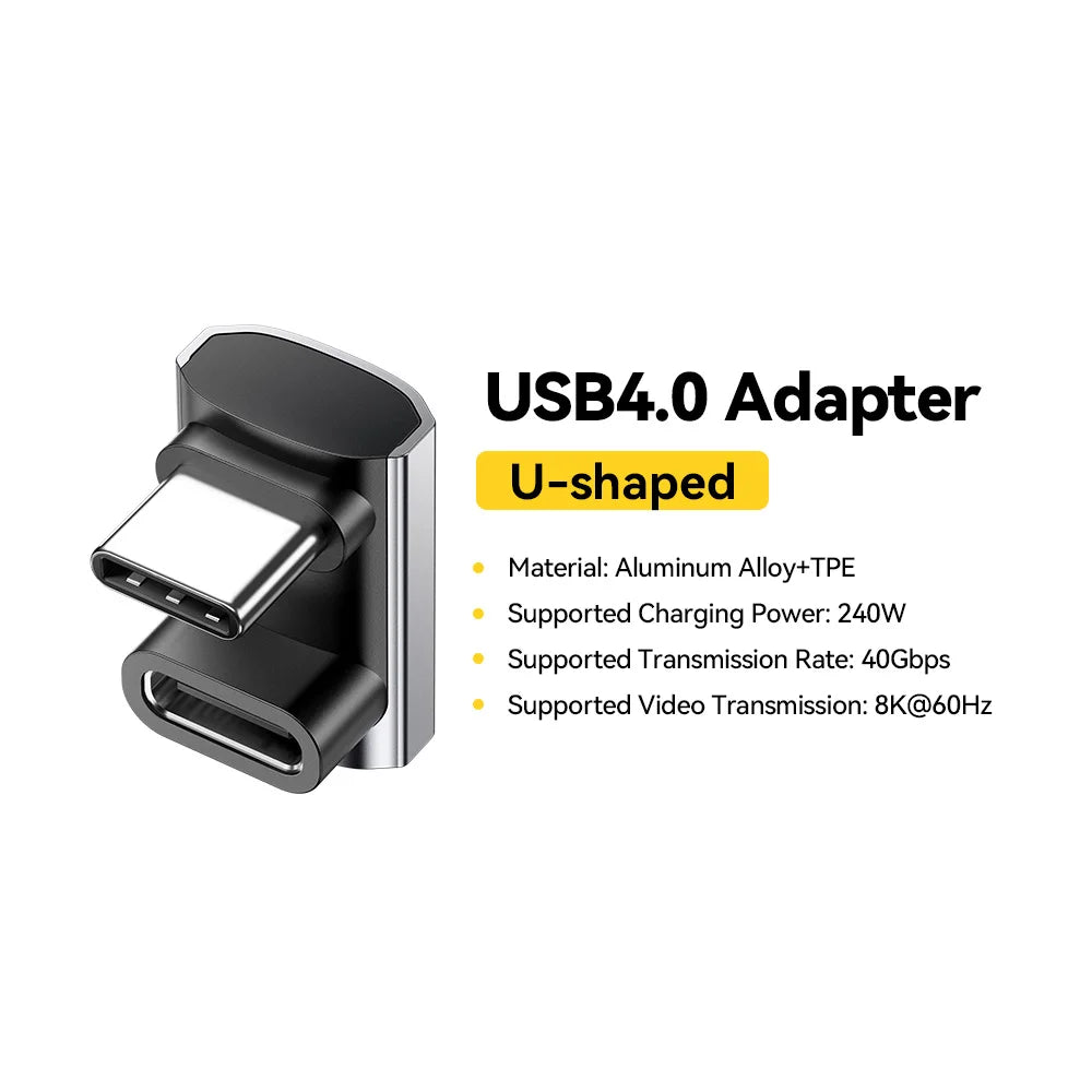 USB4 Type-C Adapter 40Gbps 240W 8K Video | USB-C Male/Female Connector
