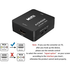 AV to HDMI Converter RCA Composite CVBS to HDMI 1080P Adapter with USB Power Cable