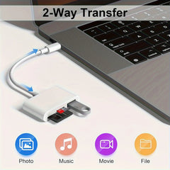 USB-A to USB-C OTG Adapter with USB Port & SD/TF Card Reader for Mobile, Tablet & Computer