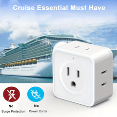 5-Way Multi Plug Outlet Extender | Compact Wall Outlet Splitter