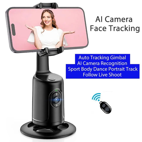 Auto Tracking Shooting Gimbal | AI Camera Recognition Body Face Track 360 Rotation Intelligent Follow Live Shoot Phone Stand
