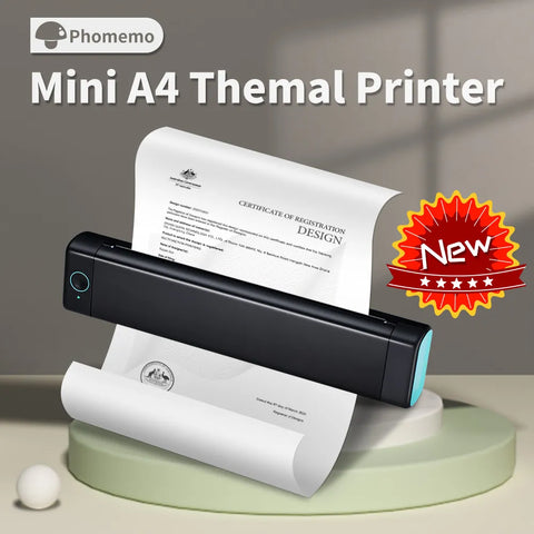 A4 Portable Thermal Printer Supports 8.26"x11.69" | A4  Thermal Paper, Wireless Mobile Travel Printers for Car & Office