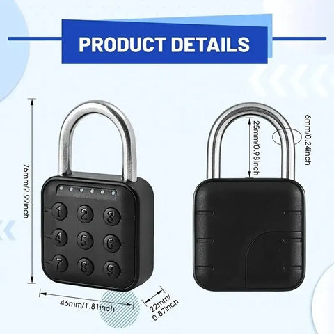 Lock Smart Biometric Fingerprint Lock | Door Electronic Lock Keyless Quick Unlock Digit Code Padlock IP67 Waterproof