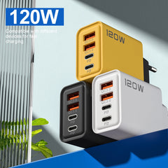 Universal 120W USB Fast Charger – 4 Port PD QC Wall Adapter for Multiple Devices