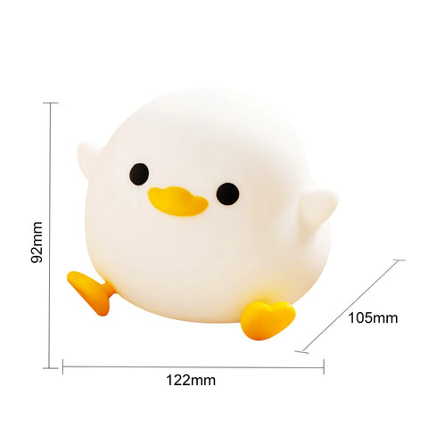 Duck Silicone Night Light for Children with Timer | USB Rechargeable Dimming Touch Lamp Sleeping Bedroom Cartoon Animal Décor Gift