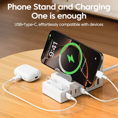 66W 8-Port Desktop Charging Station with Phone Stand | USB & Type-C Charger