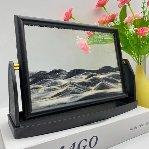 Rotatable Moving Sand Art Picture Square Glass | 3D Sandscape in Motion Quicksand Hourglass Creative Flowing Sand Home Decor Gifts