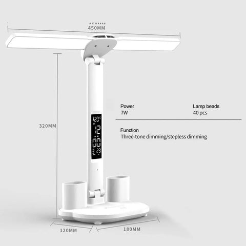 LED Desk Lamp,Multifunction Table Lamp with Calendar | USB Touch Night Light with Pen Holder for Bedroom Reading Lamp de chevet
