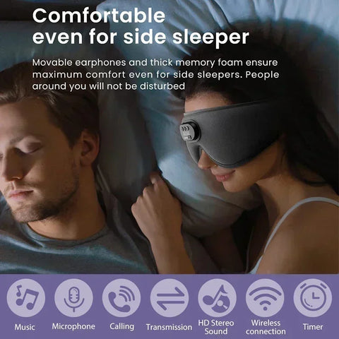 Sleep Headphones White Noise Cancelling HD | 3D Bluetooth 5.2 Silk Sleeping Eye Mask Auto Shut Off 100% Blackout Sleep Eye Covers