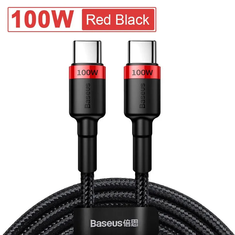 100W USB-C to USB-C PD Fast Charging Cable 5A Braided Data Sync Cable for Phones, Tablets & Laptops