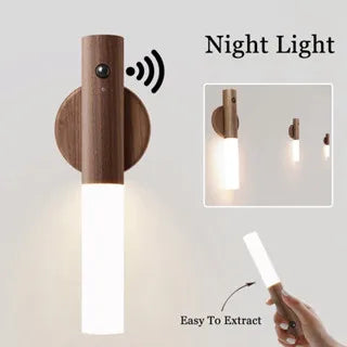 LED Wood USB Night Light | Magnetic Wall Lamp Kitchen Cabinet Closet light Home Staircase Bedroom Table Move Lamp Bedside Lighting