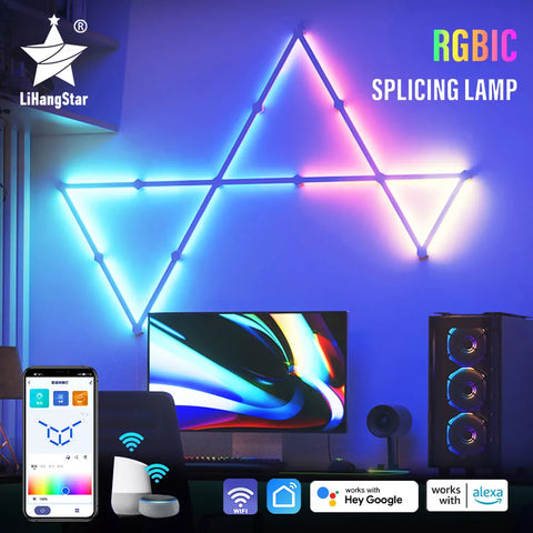 WIFI LED Smart Wall Lamp RGBIC Light Bar | DIY Atmosphere Night Light APP Music Rhythm TV Backlight Bedroom Game Room Decoration