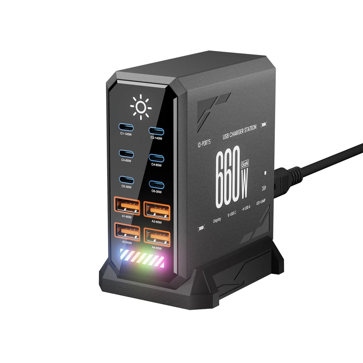 660W GaN 10-Port USB-C & USB Charging Station | 140W PD 3.1 Desktop Charger