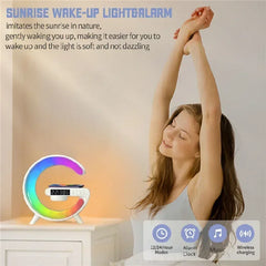 15W Multifunction Wireless Charging Station with Bluetooth Speaker, RGB Light & Alarm Clock for iPhone, Samsung & Qi Phones