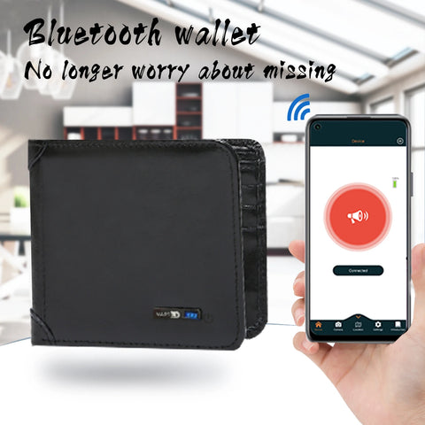 Smart Bluetooth Wallet Tracker | Genuine Leather Men Wallets Finder  Short Thin Card Holder compatible Free engraving Cool Gift