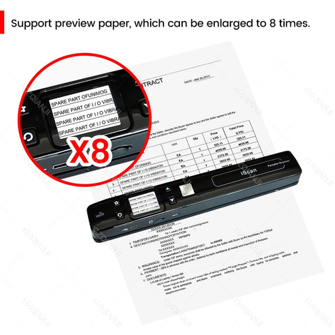 Wifi Wireless Mini Portable A4 Document Scanner | Images JPG PDF Formate Reader Pen with TF Card 32G 1050 dpi USB Wired