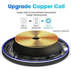 30W Qi Wireless Charger for iPhone, Samsung, Xiaomi & Earbuds