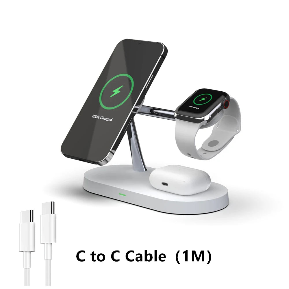 3 in 1 Magnetic Wireless Charging Station 15W for iPhone 12/13/14/15/16/17, Apple Watch & AirPods
