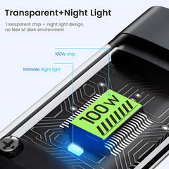 3 in 1 USB Fast Charging Cable 100W 6A USB-A to Lightning, Micro USB & Type-C Data Cable