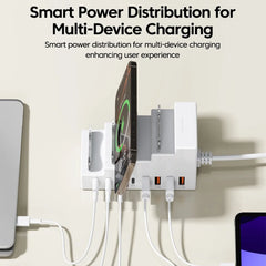 66W 8-Port Desktop Charging Station with Phone Stand | USB & Type-C Charger