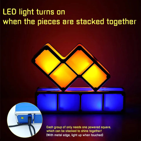 Stackable Night Light DIY Puzzle Novelty | LED 7 Colors 3D Tangram Light Home Bedroom Desk Lamp Kids Teens Ideal Birthday Gift