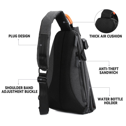 Anti-Theft Crossbody Sling Bag for Men Women | Small Backpack One Shoulder Bag, Chest Bag Sling Backpack for Hiking Biking Travel