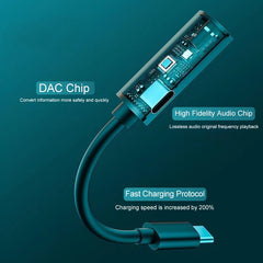 USB-C to 3.5mm Headphone Adapter with Fast Charging