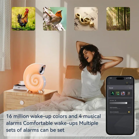 Conch Smart Night Lamp Alarm Clock RGB Colorful Music Light | Creative Bluetooth Audio APP Control Wake Up Sleep USB Beside Lamp