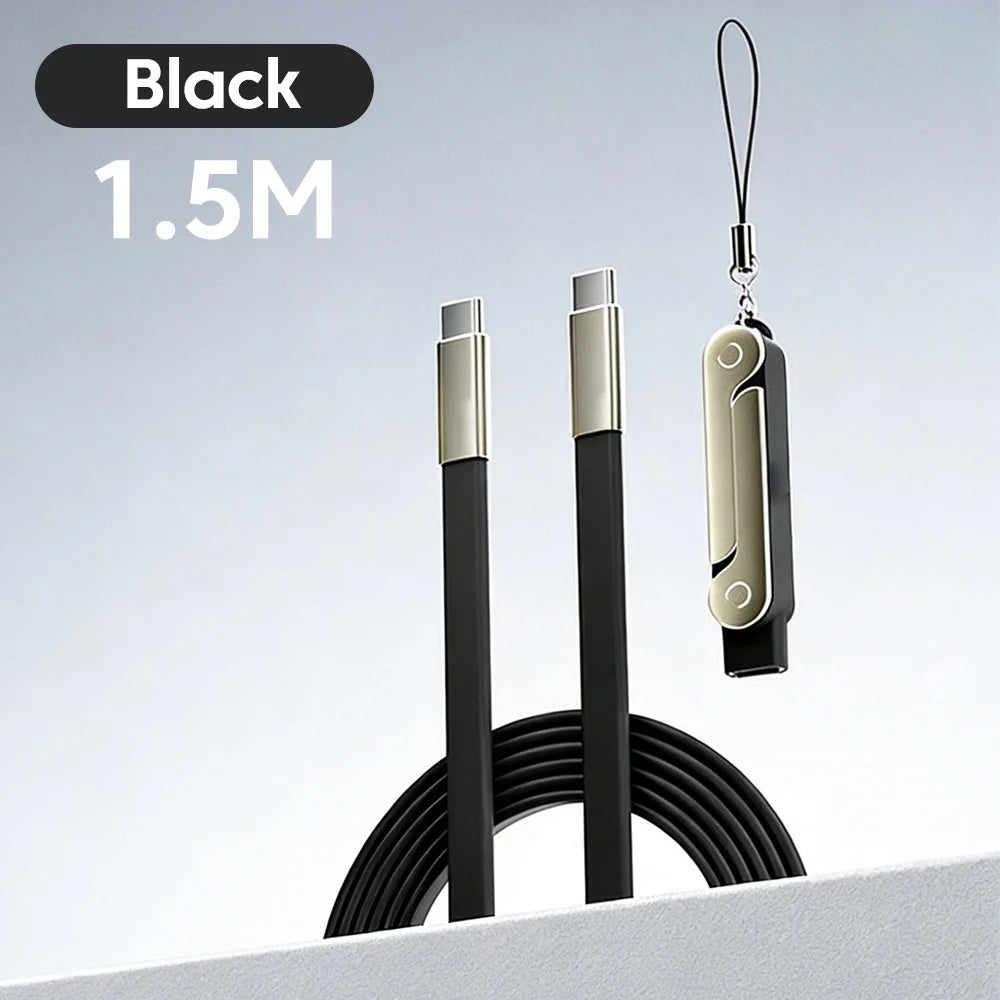 240W 2-in-1 USB-C to USB-C Fast Charging Foldable Bracket Data Cable with Detachable Type-C Adapter